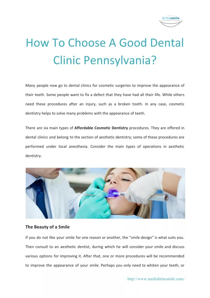how to choose a good dental clinic pennsylvania