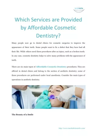 Which services are provided by Affordable cosmetic dentistry?