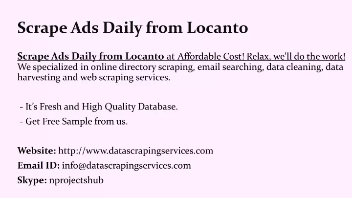 scrape ads daily from locanto