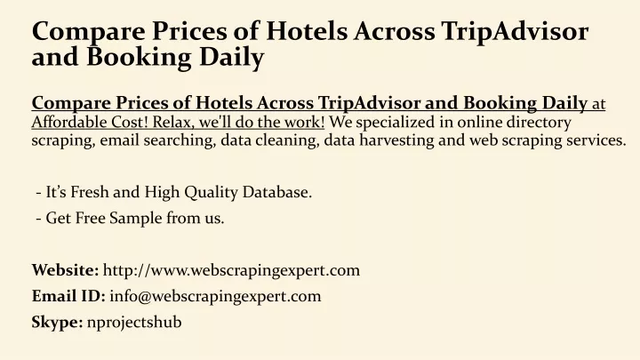 compare prices of hotels across tripadvisor and booking daily