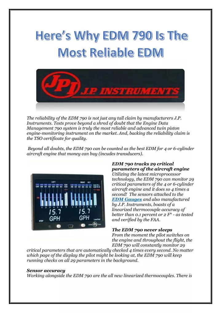 the reliability of the edm 790 is not just