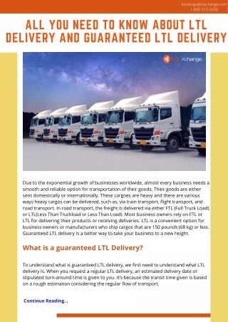 All You Need To Know About LTL Delivery And Guaranteed LTL Delivery