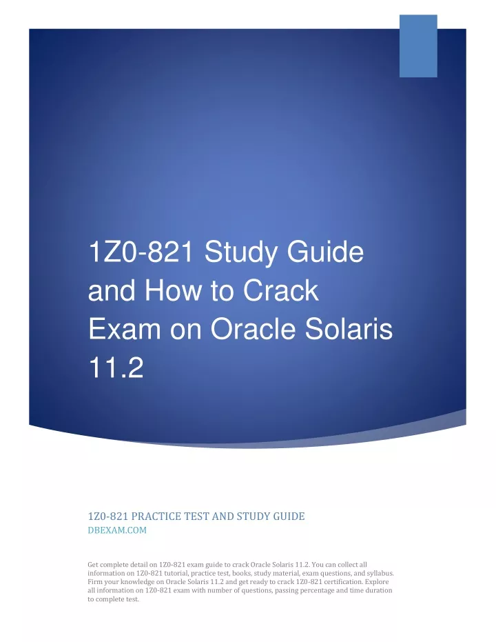 1z0 821 study guide and how to crack exam