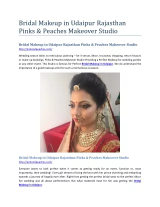Bridal Makeup in Udaipur Rajasthan Pinks & Peaches Makeover Studio