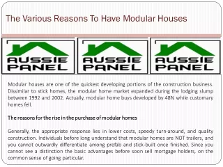 The Various Reasons To Have Modular Houses