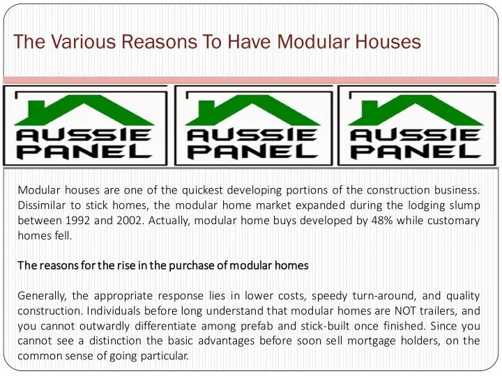 the various reasons to have modular houses