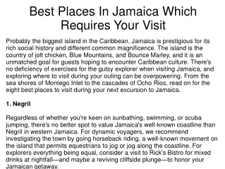 Best Places In Jamaica Which Requires Your Visit
