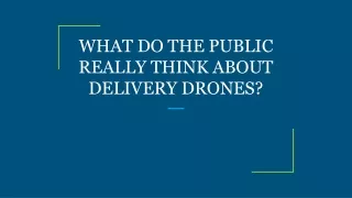 WHAT DO THE PUBLIC REALLY THINK ABOUT DELIVERY DRONES?