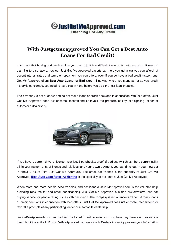 with justgetmeapproved you can get a best auto