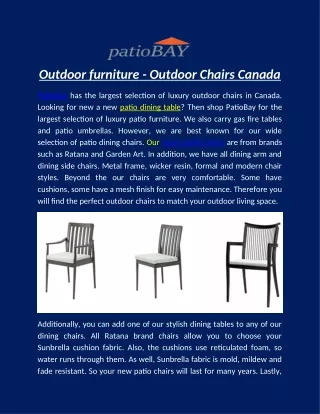 Outdoor furniture - Outdoor Chairs Canada