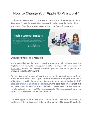 How to Change Apple ID & Password - Call US 1-855-890-3932
