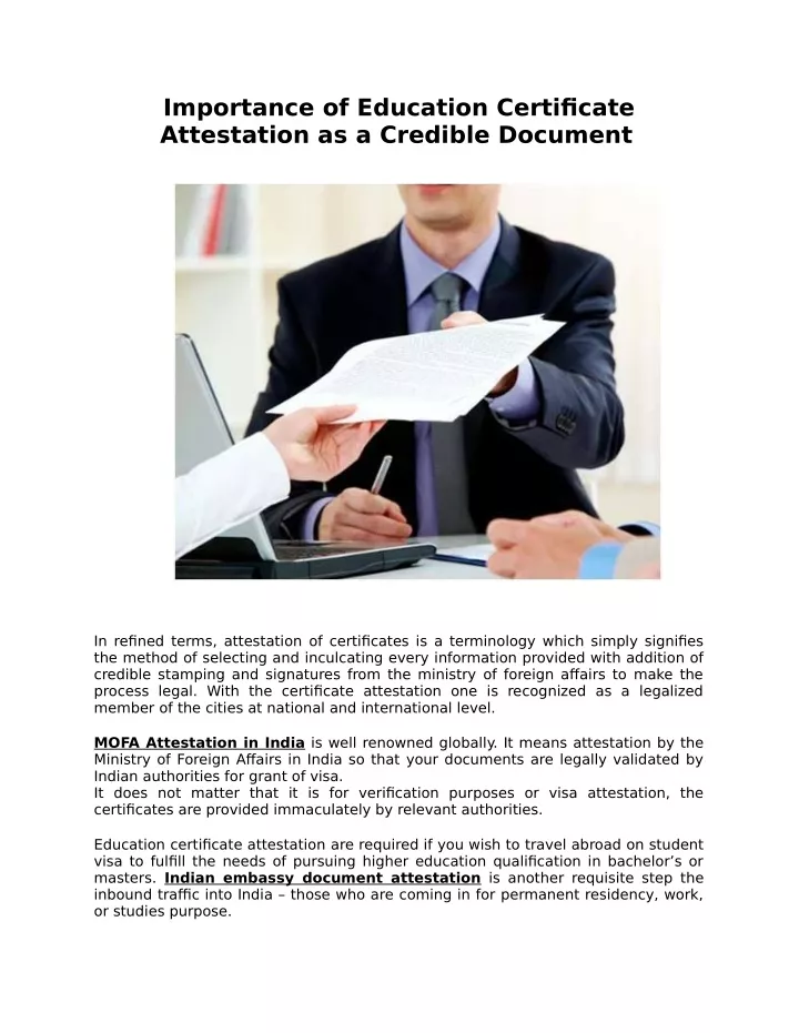 importance of education certificate attestation