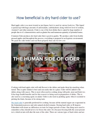 How beneficial is dry hard cider to use?