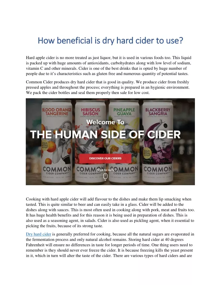 how beneficial is dry hard cider