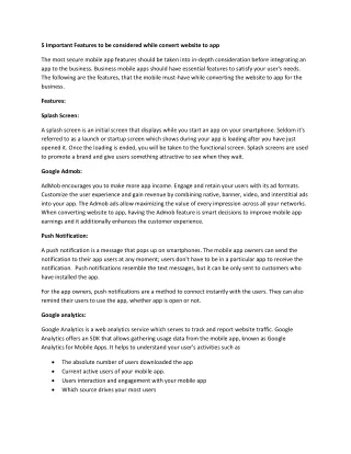 5 Important Features to be considered while convert website to app