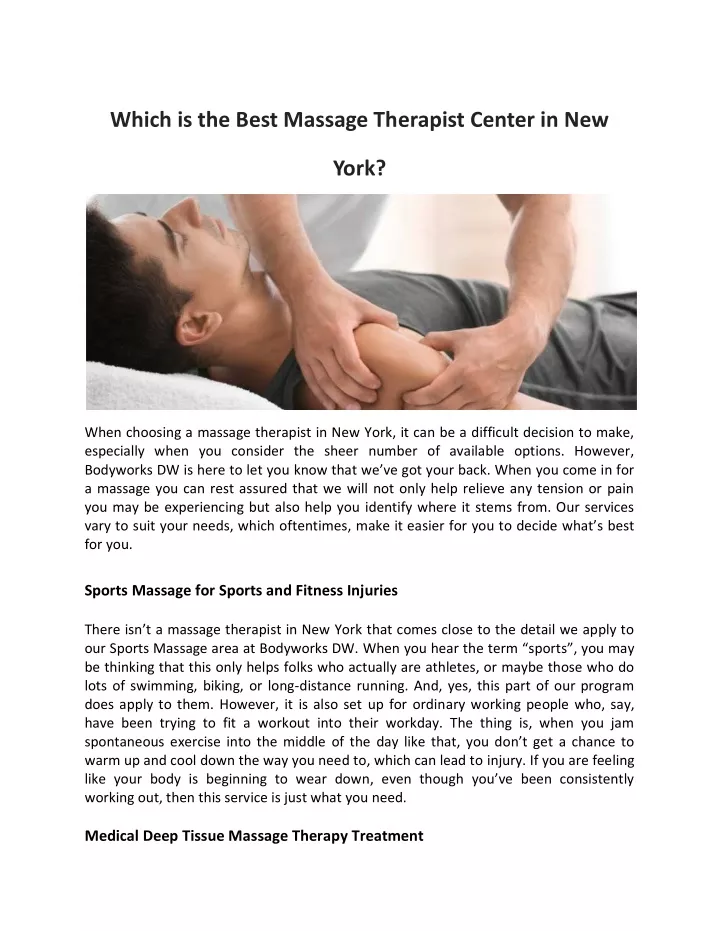 which is the best massage therapist center in new