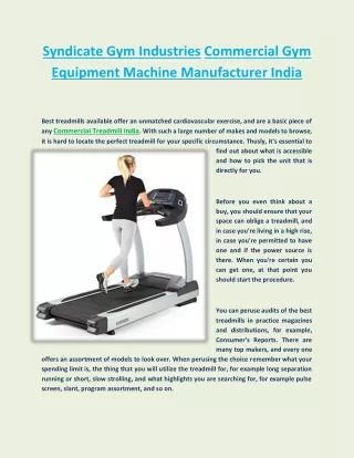 Syndicate Gym Industries Commercial Gym Equipment Machine Manufacturer India