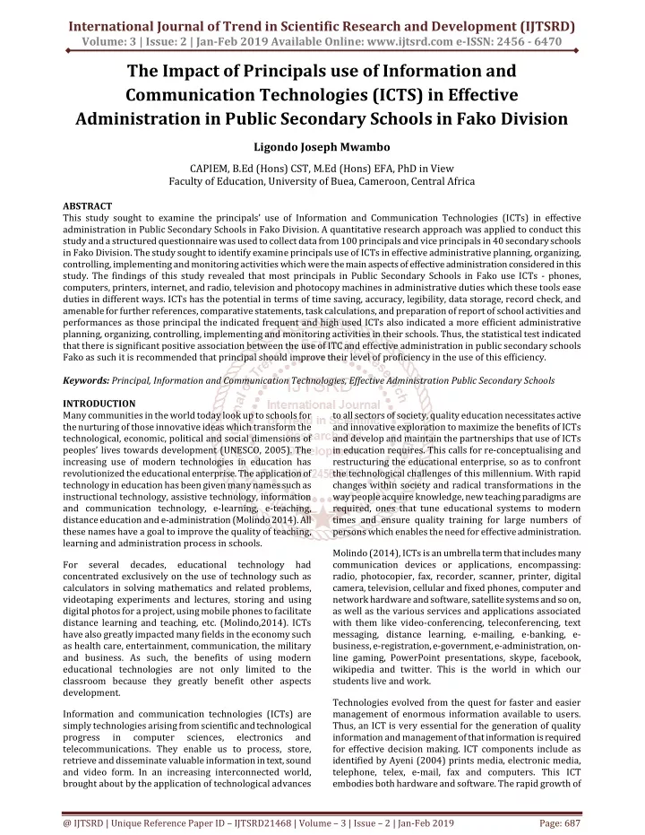 international journal of trend in scientific