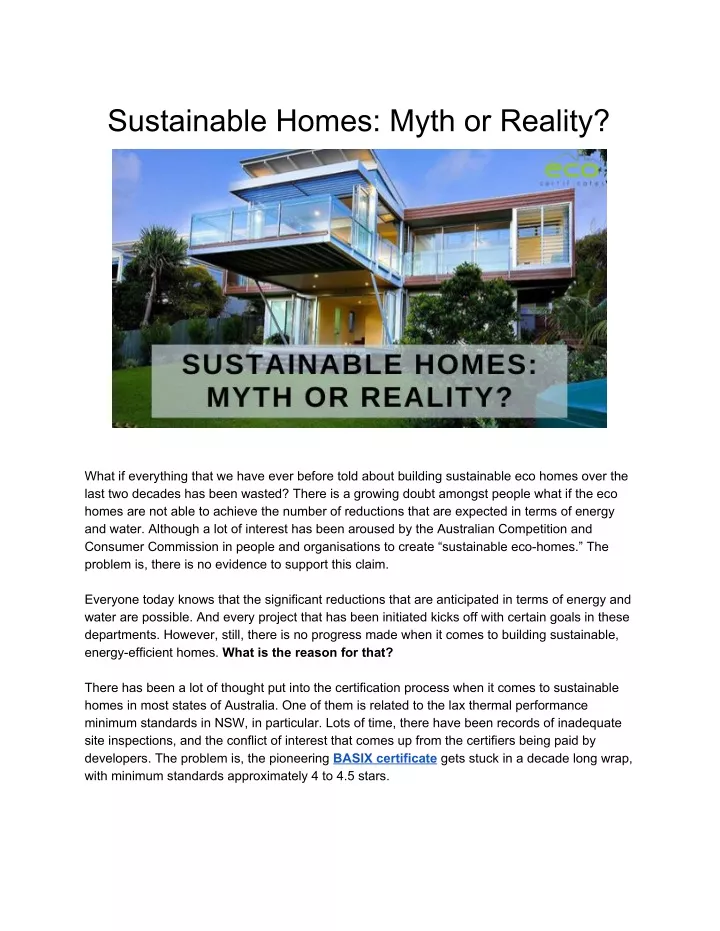 sustainable homes myth or reality