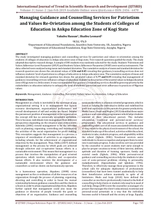 Managing Guidance and Counselling Services for Patriotism and Values Re Orietation among the Students of Colleges of Edu