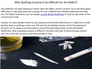 Why Quitting Cocaine Is So Difficult For An Addict?