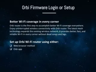 Quick steps for orbi router firmware update | Orbi Firmware Login or Setup