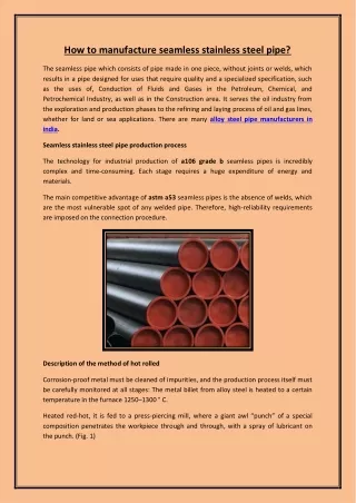 How to manufacture seamless stainless steel pipe?