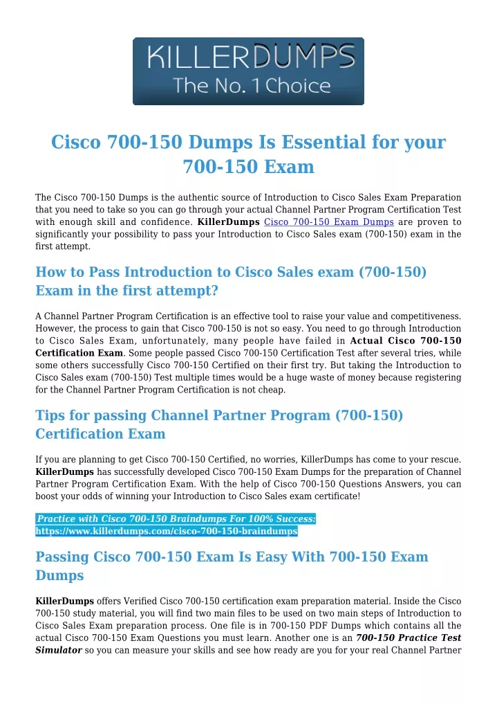 cisco 700 150 dumps is essential for your