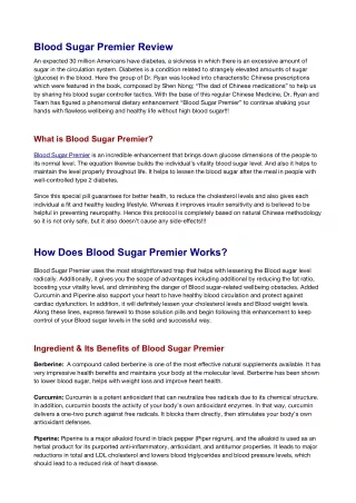 Blood Sugar Premier Review – Scam or Works? TRUE USER REVIEW