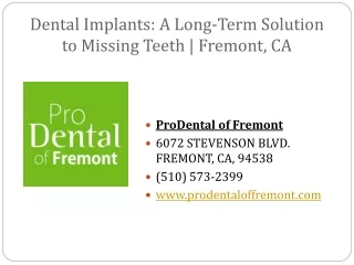 Dental Implants: A Solution To Missing Teeth | Fremont, CA