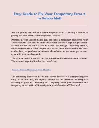 Easy Guide to Fix Your Temporary Error 2 in Yahoo Mail