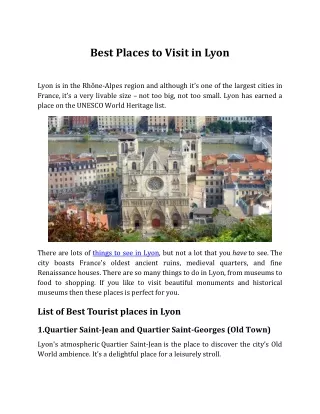 Best Places to Visit in Lyon