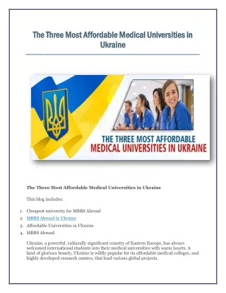 The Three Most Affordable Medical Universities in Ukraine