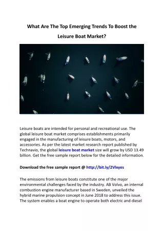 What Are The Top Emerging Trends To Boost the Leisure Boat Market?