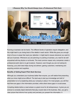 3 Reasons Why You Should Always have a Professional Pitch Deck