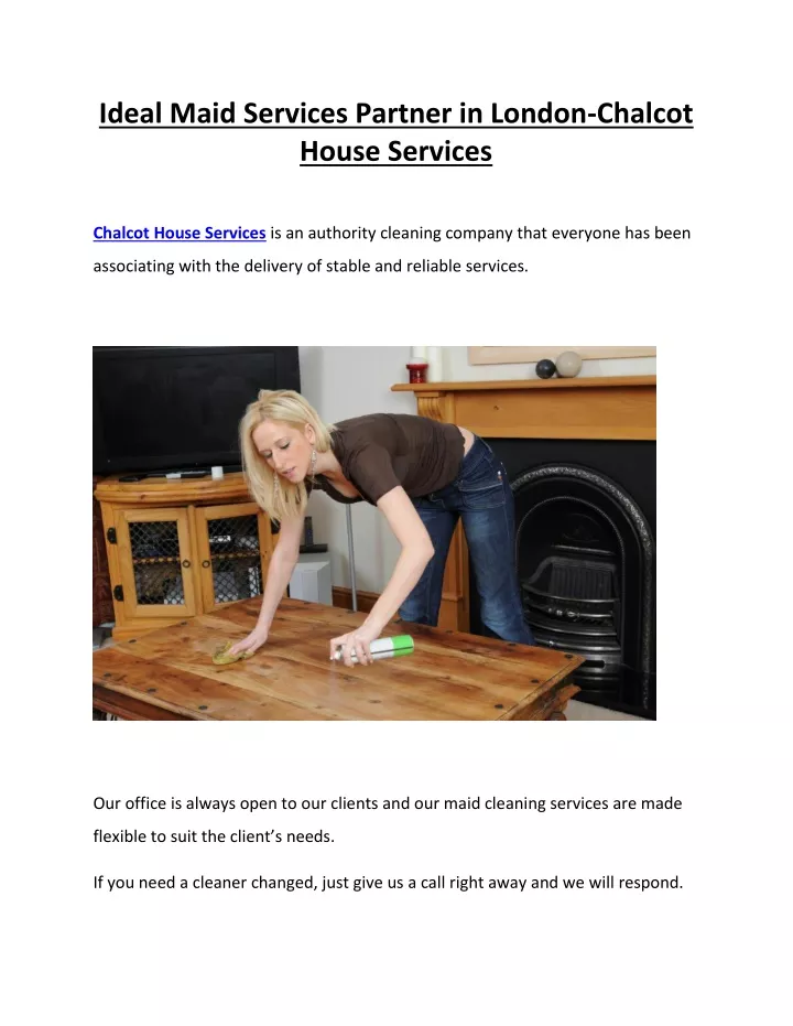 ideal maid services partner in london chalcot