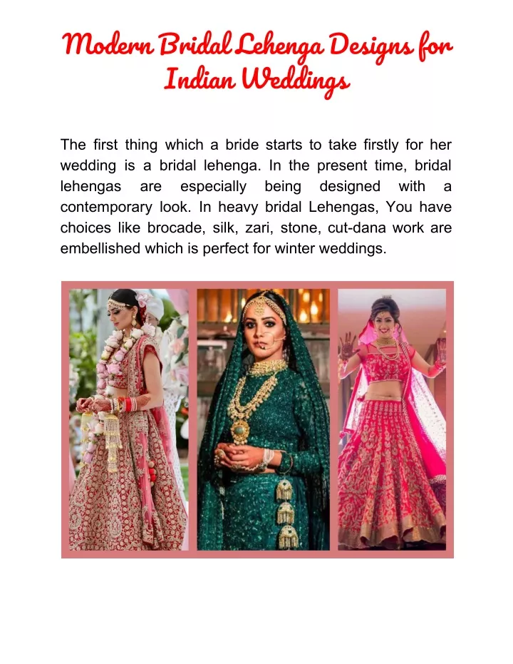 modern bridal lehenga designs for indian weddings