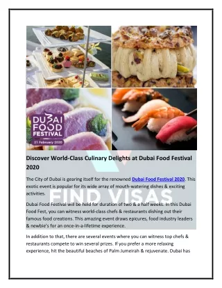 Dubai Food Festival 2020 | A Middle Eastern Culinary Extravaganza