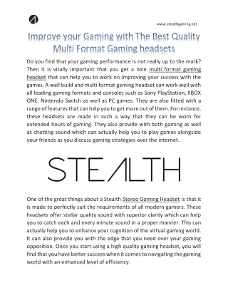 Improve Your Gaming with The Best Quality Multi Format Gaming Headsets