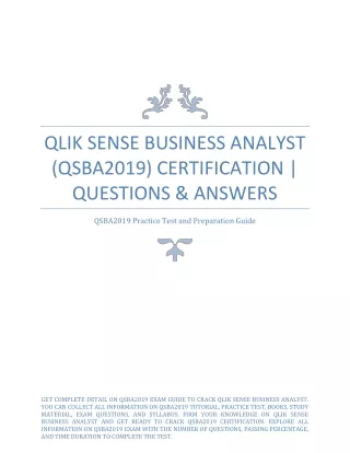 Qlik Sense Business Analyst (QSBA2019) Certification | Questions & Answers