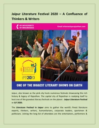 Jaipur Literature Festival 2020 – A Confluence of Thinkers & Writers