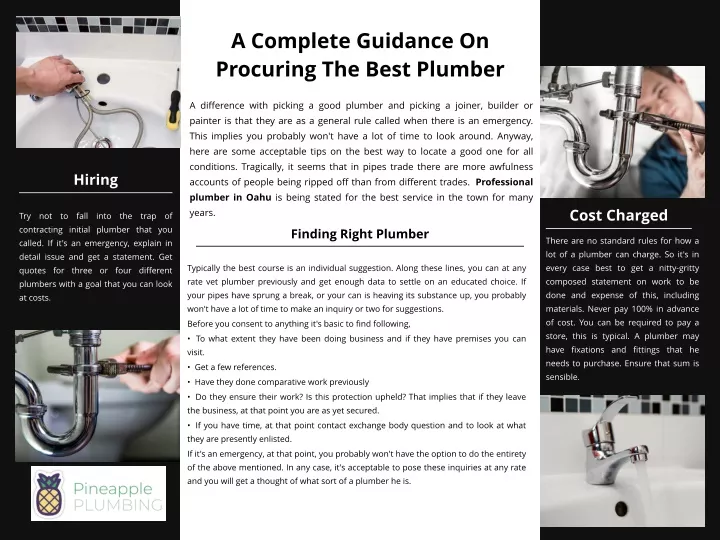 a complete guidance on procuring the best plumber