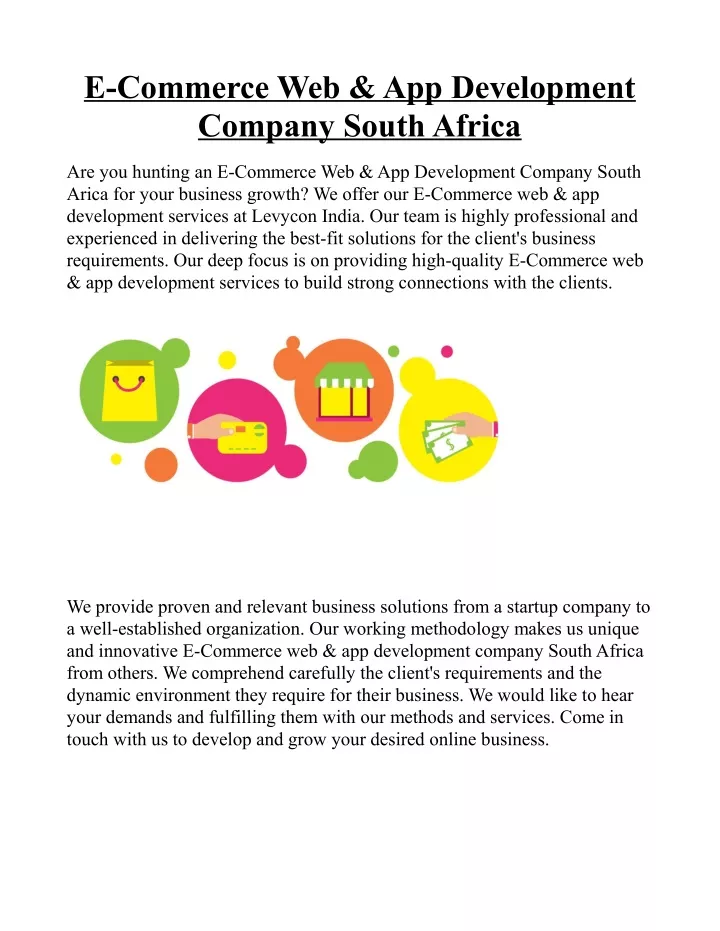 e commerce web app development company south