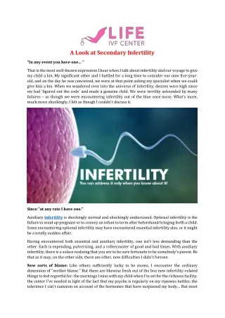 A Look at Secondary Infertility