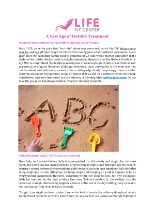 A New Age of Fertility Treatment
