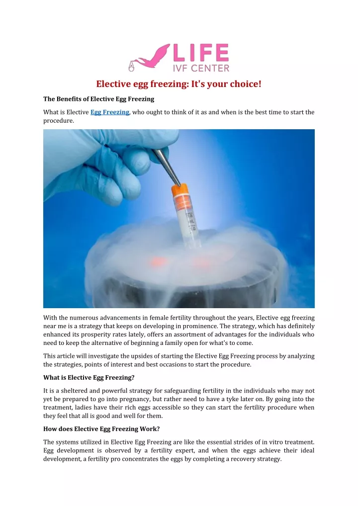 elective egg freezing it s your choice