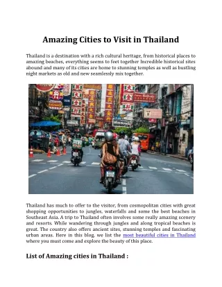 Amazing Cities to Visit in Thailand