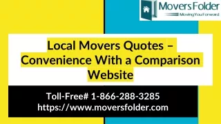 Local Movers Quotes - For Convenience Use Comparison Websites