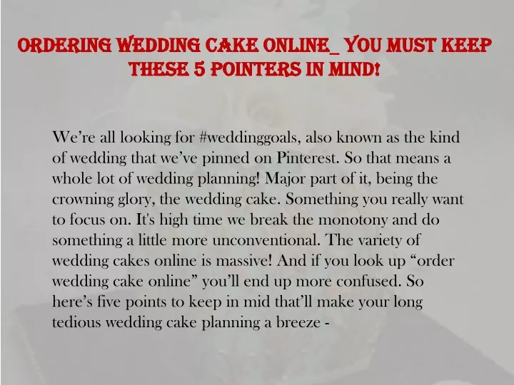 ordering wedding cake online you must keep these