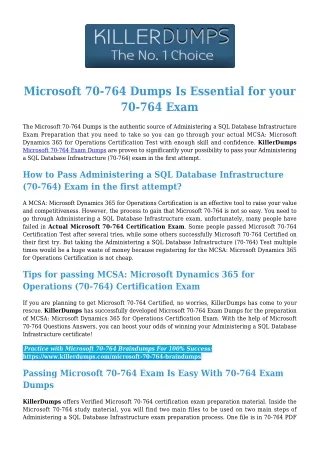 Microsoft 70-764 PDF Dumps with Verified 70-764 Answers by KillerDumps